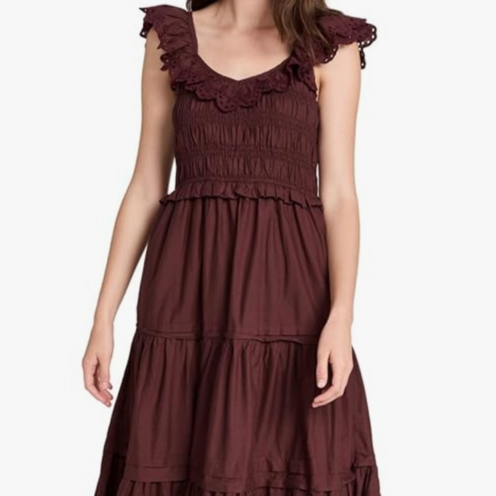 Madewell Burgundy Tiered Midi Dress